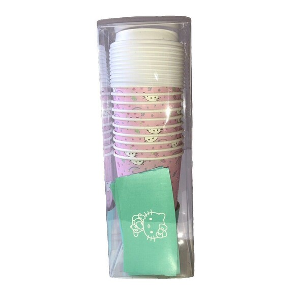 Sanrio Hello Kitty Sweet Celebration Pink 10 Hot To Go Cups W/Sleeves & Lids New - Picture 1 of 10